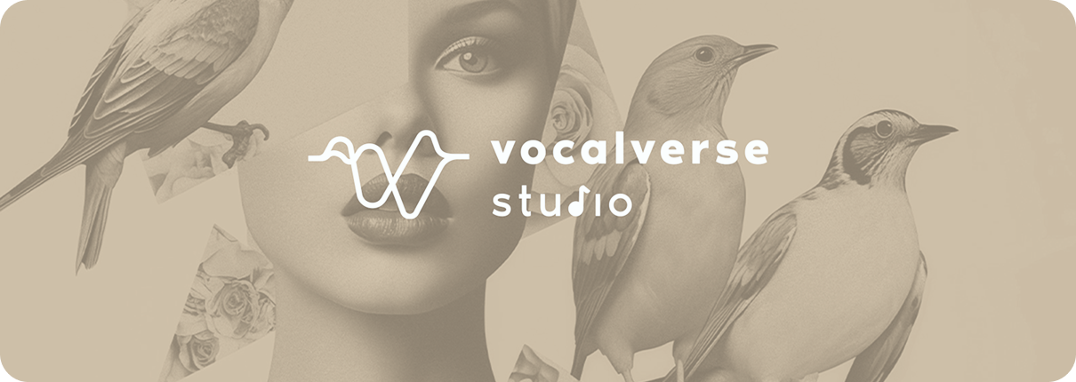 baner vocalversestudio beżowy z nazwą i elementami ozdobnymi