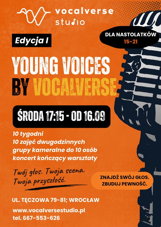 Plakat warsztatów Young Voices by Vocalverse Studio, edycja I