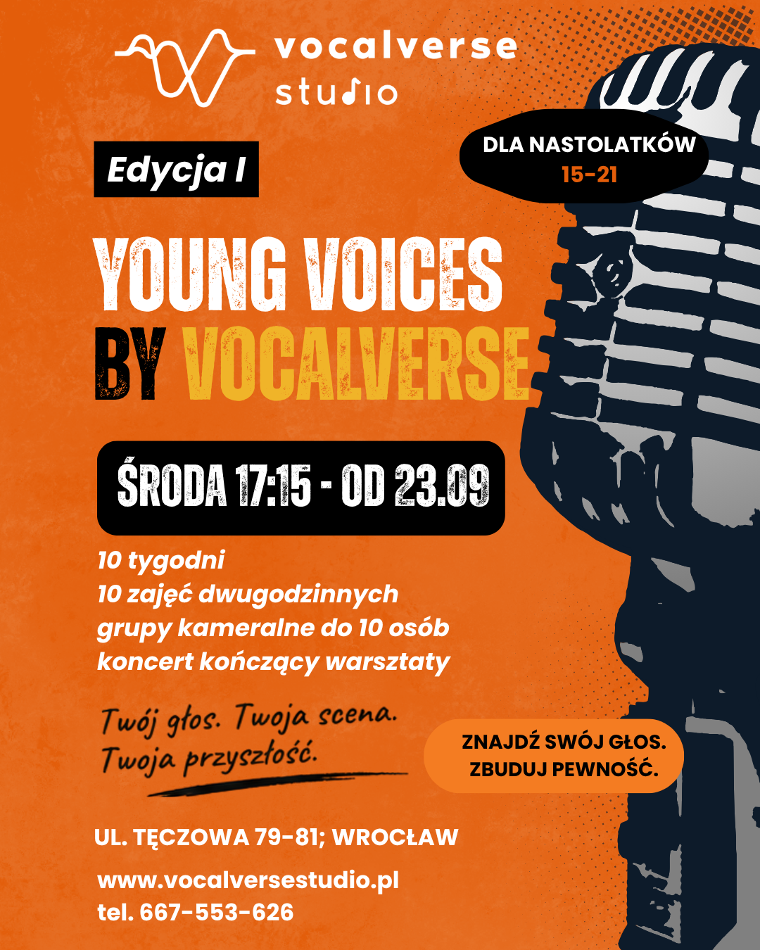 Plakat warsztatów Young Voices by Vocalverse Studio, edycja I